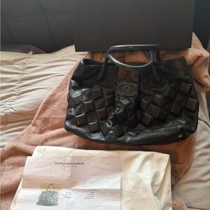 CHANEL Calfskin Sloane Square Black Tote